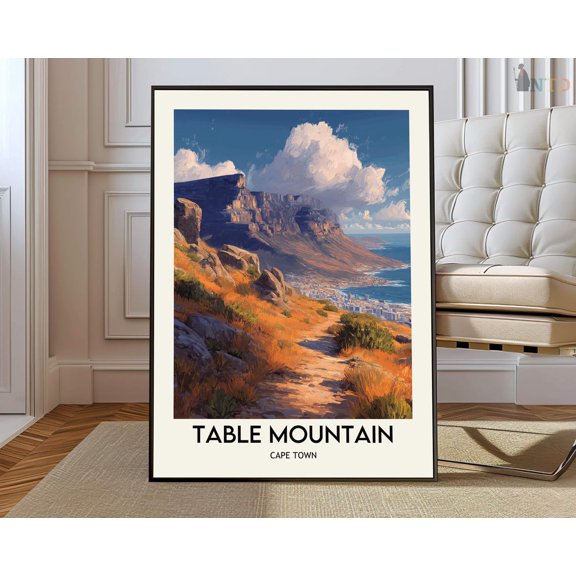 Table Mountain Cape Town Landmark Poster, Unframed Canvas 16x20in
