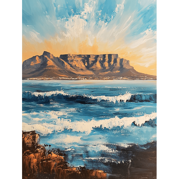 Table Mountain Ocean Wave Canvas Print/Painting Perfect for Living Room Bedroom Office Bathroom and Hotel Decoration.