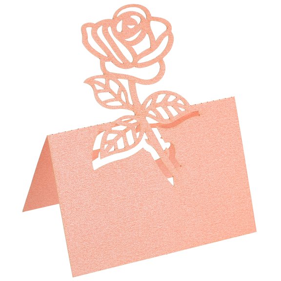 Table Name Place Cards,50Pack Rose Cut Design Blank Card Pink