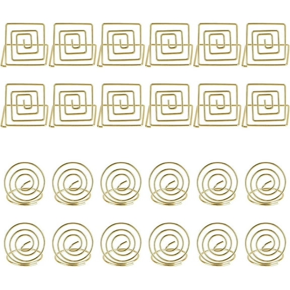Table Number Card Holders, 24 PCS Mini Photo Picture Note Holder, Stands Place Paper Menu Clips for Wedding, Restaurant, Halloween, Thanksgiving, Christmas and Party (Gold) Deft and Professional