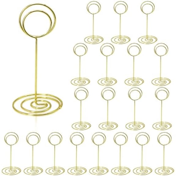 Table Number Holders 20Packs - 3.35 Inch Table Number Stands Place Card Holder for Wedding Party Graduation Reception Restaurant Home Photo Picture Office Memo (Gold, 3.35")