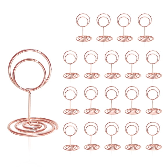 Table Number Holders 20Pcs - 2 Inch Mini Place Card Holder Short Table Number Stands for Wedding Party Graduation Reception Restaurant Home Centerpiece Decorations Office Memo (Rose Gold)