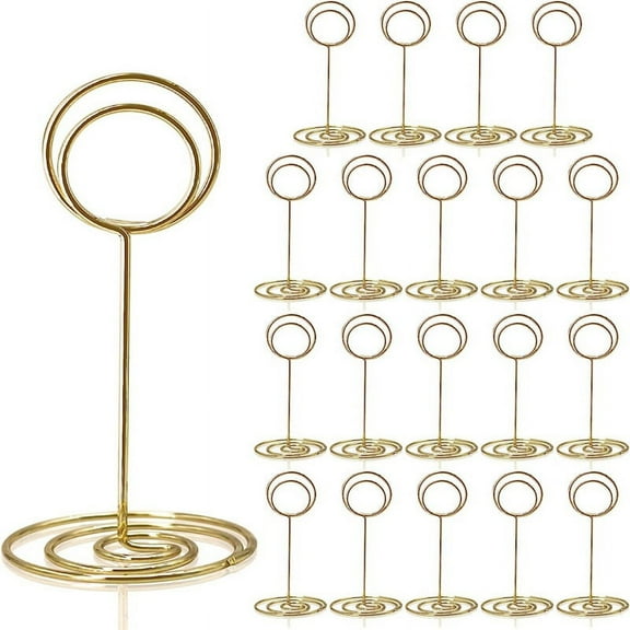 Table Number Holders 20Pcs - 3.35 Inch Place Card Holder Table Number Stands for Wedding Graduation Reception B Metal Gold