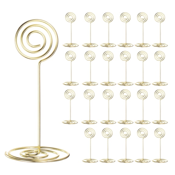 Table Number Holders 85mm Tall 40mm Base Width Circle Golden, 24 Pieces