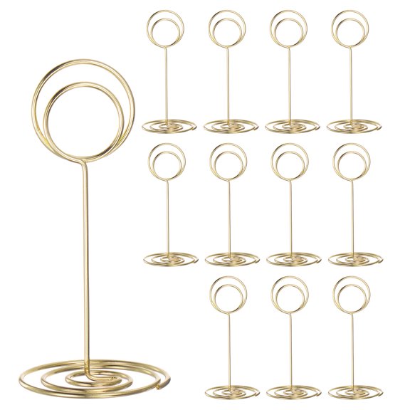 Table Number Holders 85mm Tall 40mm Base Width Round Golden, 12 Pieces