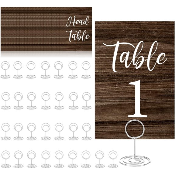 Table Numbers 1-30 Cards 4x6in Rustic Wedding Table Numbers with Holders Bulk Wedding Table Signs for Reception Dining Table Numbers with Head Table Card for Bridal Shower Anniversary Birthday