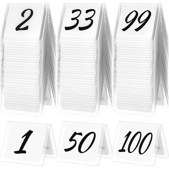 Table Numbers ,  Double Sided  Acrylic Table Number Tents,  x  Number Signs for Receptions, Banquets, Restaurants, and Wedding