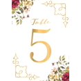 thumbnail image 1 of Table Numbers, Golden With Flower Double-Sided Cardss Plus Head Table Cards for your Wedding, Reception, Anniversary, Birthday Party or Celebration, 4"x6" (1-25 plus Head Table Cards), 1 of 3
