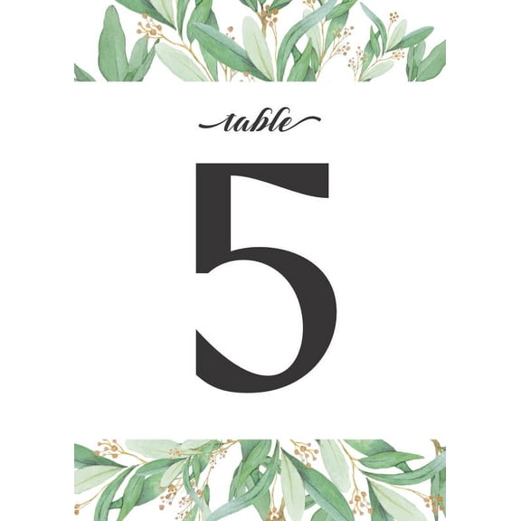 Table Numbers, Greenery Border Double-Sided Cardss Plus Head Table Cards for your Wedding, Reception, Anniversary, Birthday Party or Celebration, 4"x6" (1-25 plus Head Table Cards)
