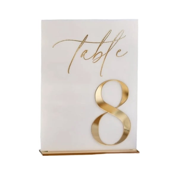 Table Numbers White 3D Gold Mirror Table Numbers Wedding Table Sign With Stand Table Decor