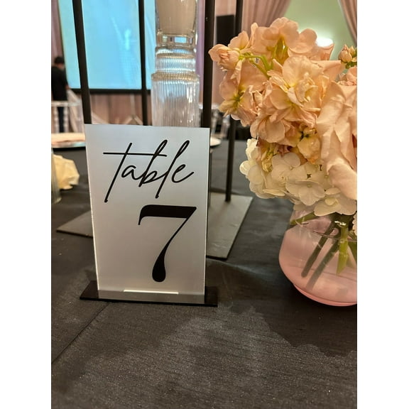 Table Numbers for Wedding | Frosted Acrylic | Black & Gold Theme Wedding | Seating Chart Table Numbers