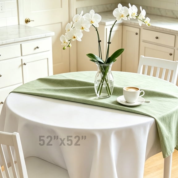 Table Pad Protector with Flannel Backing, 52 Inch Round Vinyl Tablecloth Waterproof Heat Resistant Reusable Heavy Duty Table Underpad, Custom Cuttable