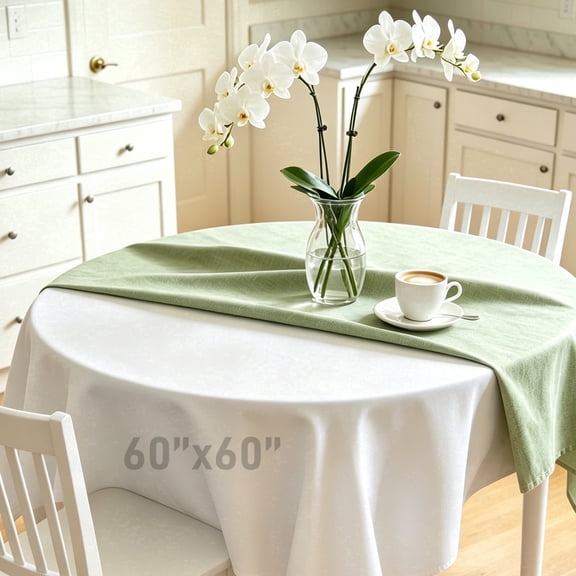Table Pad Protector with Flannel Backing, 60 Inch Round Vinyl Tablecloth Waterproof Heat Resistant Reusable Heavy Duty Table Underpad, Custom Cuttable