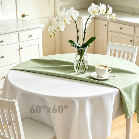 Table Pad Protector with Flannel Backing, 60 Inch Round Vinyl Tablecloth Waterproof Heat Resistant Reusable Heavy Duty Table Underpad, Custom Cuttable