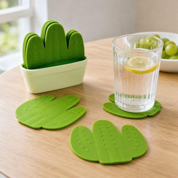 Table Pads Set With Storage Base 6-Pack TPE Flexible Heat-Resistant Table Protectors for Mugs Cups and Tumblers