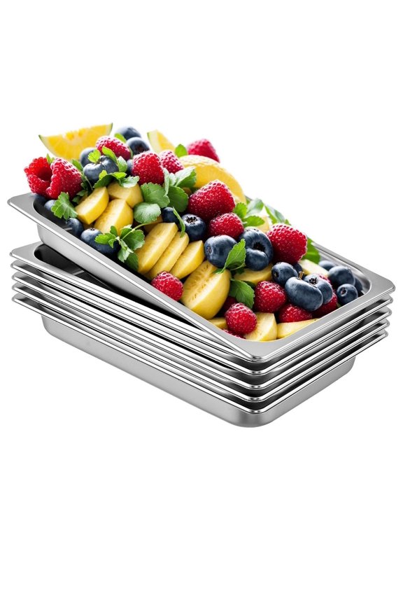 Table Pans 6 Pack, 20.9 x 12.8 x 2.6 Inch Deep Hotel Pans, 13.5 Gallon Stainless Steel Food Containers, Oven Trays for Buffet, Catering, Kitchen, Commercial Use