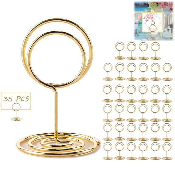 Table Place Card Holders,place card holders for wedding, Elegant Double Loop Design for Wedding, Party, Office DécorDisplay Stands for Name Cards, Photos & Menus-35 PCS