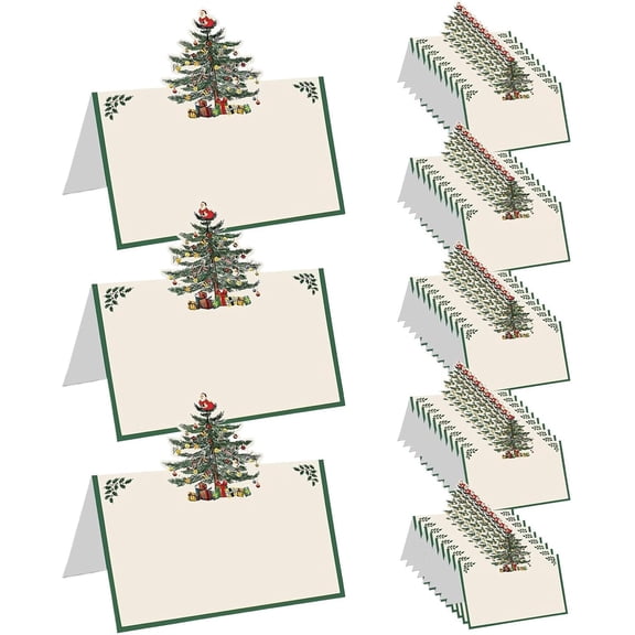 Table Place Cards, 50 Piece Christmas Tree Seating Name Cards for Holiday Party