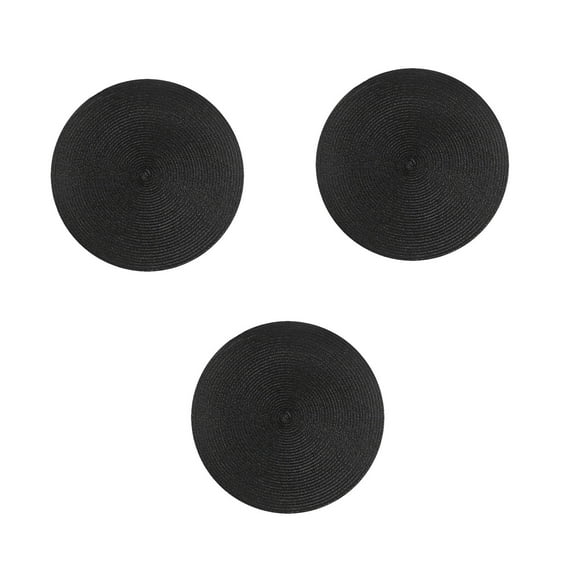 Table Placemat, Woven Table Mat Place Mat Household and Oil-proof Pad Heat Insulation Pad, Heat Resistant Table Mats(Black, 7.1in)
