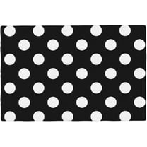 Table Placemats Set of 4-12x18 in Faux Linen Double Heat Resistant Place Mats, Black and White Polka Dot Cloth Indoor/Outdoor Placemats, Washable Table Mats for Dining, Kitchen, Party