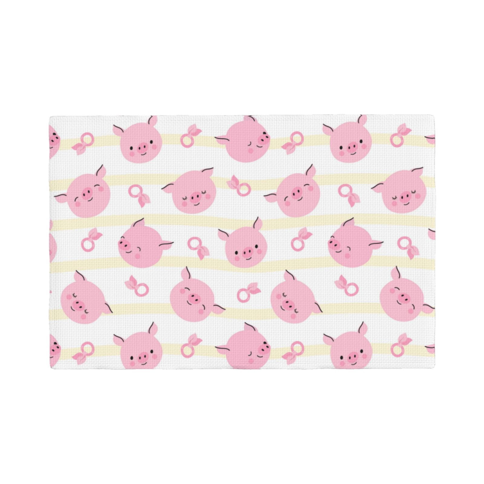 Pig Mat Table Table Placemats Set of 4 - 12x18 In Faux Linen Double Heat Resistant ...