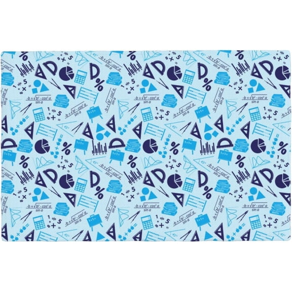 Table Placemats Set of 4-12x18 in Faux Linen Double Heat Resistant Place Mats, Math Print Ruler Blue Cloth Indoor/Outdoor Placemats, Washable Table Mats for Dining, Kitchen, Party