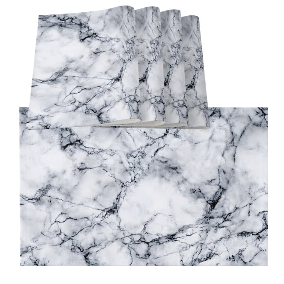 Table Placemats Set of 4,Abstract Marble Stone Texture Non-Slip Kitchen Dining Tables Place Mat,Natural Crack Gray Rock Washable Table Mats for Home Dinner Holiday Party Banquet