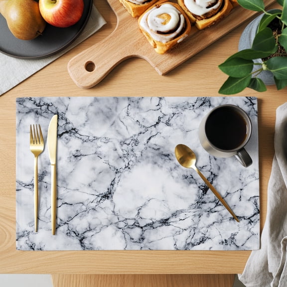 Table Placemats Set of 4 Abstract Marble Stone Texture Washable Place Mats Natural Crack Gray Rock Non-Slip Insulation Table Mats for Kitchen Dining Party Decoration,13x19 Inch