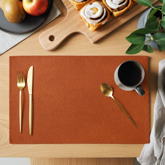 Table Placemats Set of 4 Autumn Burnt Orange Washable Place Mats Solid Color Terracotta Aesthetic Non-Slip Insulation Table Mats for Kitchen Dining Party Decoration,13x19 Inch