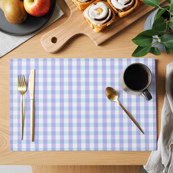 Table Placemats Set of 4 Blue Gingham Check Washable Place Mats Farm Buffalo Plaid Non-Slip Insulation Table Mats for Kitchen Dining Party Decoration,13x19 Inch