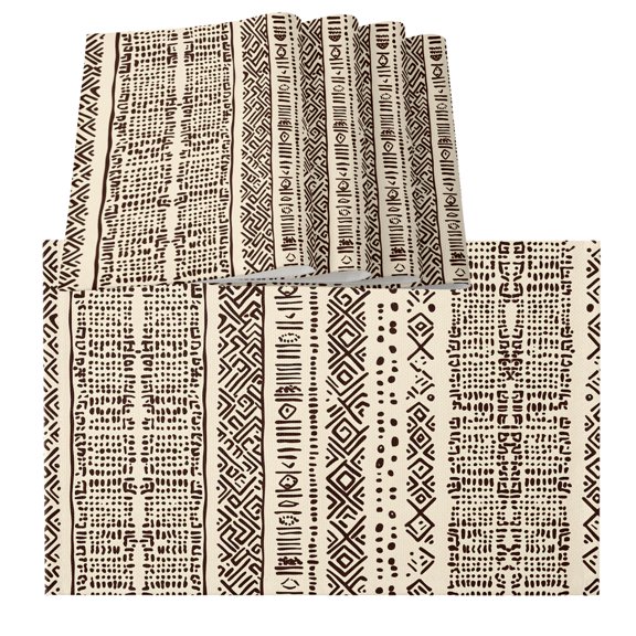 Table Placemats Set of 4,Bohemian Vintage Tribe Texture Non-Slip Kitchen Dining Tables Place Mat,Earth Tones Stripes Washable Table Mats for Home Dinner Holiday Party Banquet