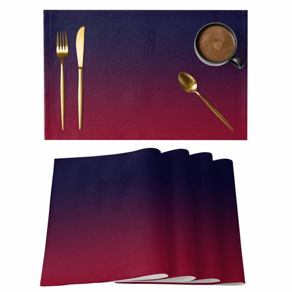 Table Placemats Set of 4,Burgundy Red Gradient Ombre Non-Slip Kitchen Dining Tables Place Mat,Dark Maroon Shadow Washable Table Mats for Home Dinner Holiday Party Banquet