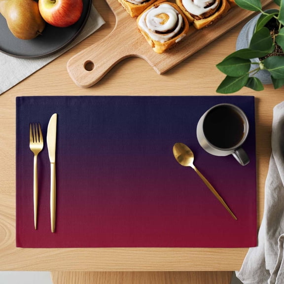 Table Placemats Set of 4 Burgundy Red Gradient Ombre Washable Place Mats Dark Maroon Shadow Non-Slip Insulation Table Mats for Kitchen Dining Party Decoration,13x19 Inch