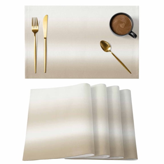 Table Placemats Set of 4,Country Beige White Gradient Non-Slip Kitchen Dining Tables Place Mat,Modern Ombre Style Washable Table Mats for Home Dinner Holiday Party Banquet