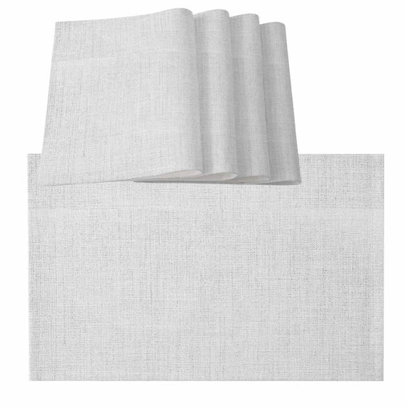 Table Placemats Set of 4,Farmhouse Light Gray Flax Non-Slip Kitchen Dining Tables Place Mat,Retro Linen Burlap Texture Washable Table Mats for Home Dinner Holiday Party Banquet
