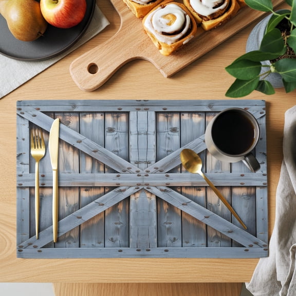 Table Placemats Set of 4 Farmhouse Wood Plank Washable Place Mats Country Retro Wooden Board Non-Slip Insulation Table Mats for Kitchen Dining Party Decoration,13x19 Inch