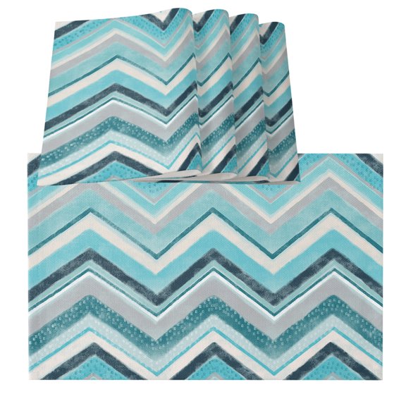 Table Placemats Set of 4,Geometric Zig Zag Art Stripes Non-Slip Kitchen Dining Tables Place Mat,Multicolor Chevron Washable Table Mats for Home Dinner Holiday Party Banquet