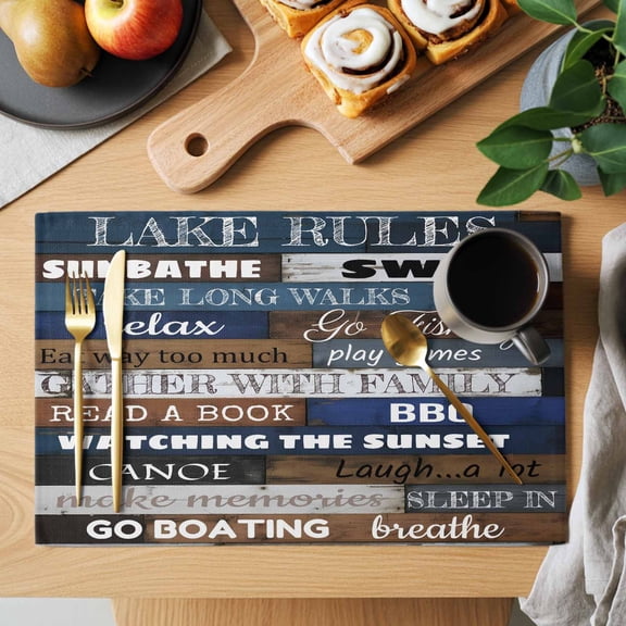 Table Placemats Set of 4 Motivational Inspirational Happiness Quotes Washable Place Mats Retro Wood Plank Non-Slip Insulation Table Mats for Kitchen Dining Party Decoration,13x19 Inch