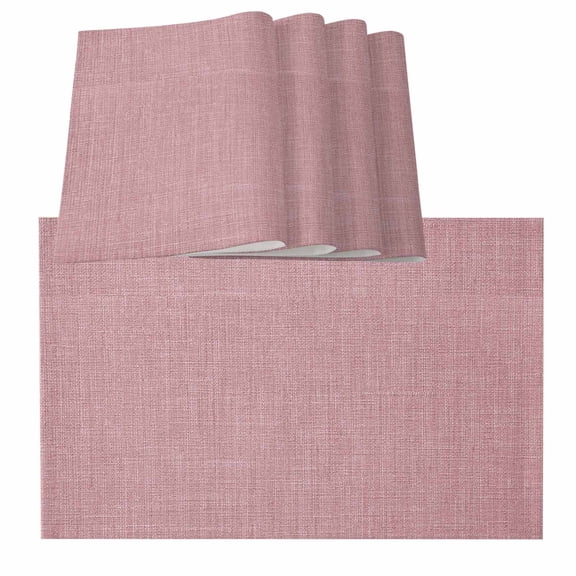 Table Placemats Set of 4,Naked Pink Solid Color Non-Slip Kitchen Dining Tables Place Mat,Vintage Linen Washable Table Mats for Home Dinner Holiday Party Banquet