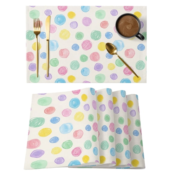 Table Placemats Set of 4,Pink Purple Blue Green Boat Points Non-Slip Kitchen Dining Tables Place Mat,Watercolor Abstract Art Washable Table Mats for Home Dinner Holiday Party Banquet