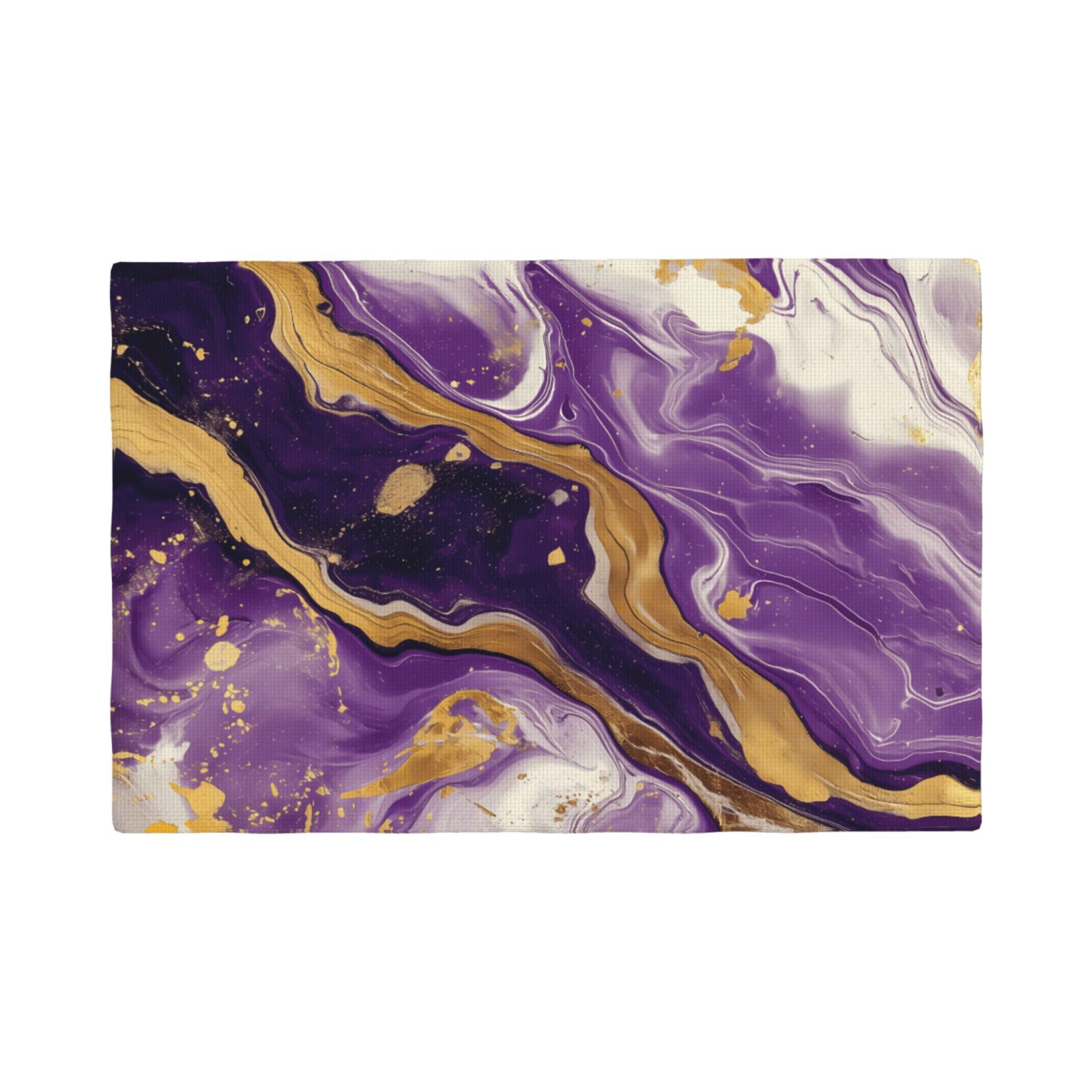 Table Placemats Set of 4 - Purple Gold Marble Swirls 12x18 In Faux ...