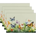 thumbnail image 1 of Table Placemats Set of 4,Washable Wipeable PVC Vinyl Woven,Heat Resistant Placemats for Dining Tables,11.7x17.5 Inch Place Mats Indoor Set of 4,Floral Butterfly, 1 of 8