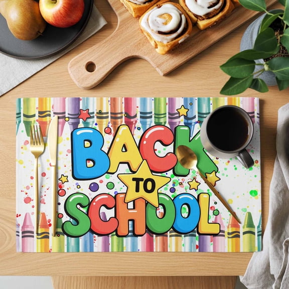 Table Placemats Set of 4 Watercolor Style Crayon Star Washable Place Mats Back to School Non-Slip Insulation Table Mats for Kitchen Dining Party Decoration,13x19 Inch
