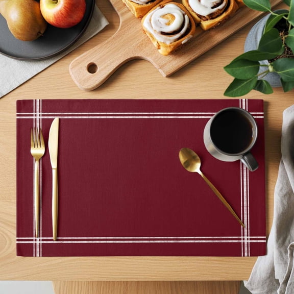Table Placemats Set of 4 Wine Red Dark Maroon Washable Place Mats Burgundy Red Non-Slip Insulation Table Mats for Kitchen Dining Party Decoration,13x19 Inch