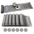 thumbnail image 1 of Table Placemats Set of 6 with Coasters Crossweave Woven Vinyl Wipe Clean Heat Resistant Washable Table Mats and Runner Set for Dining Table, Sliver Gray, 1 of 9
