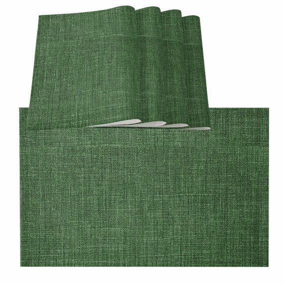 Table Placemats Set of 6,Farm Dark Green Burlap Linen Non-Slip Kitchen Dining Tables Place Mat,Vintage Flax Washable Table Mats for Home Dinner Holiday Party Banquet