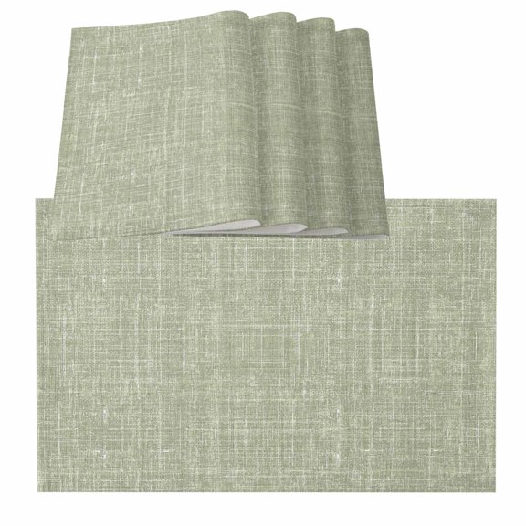 Table Placemats Set of 6,Farm Sage Green Linen Texture Non-Slip Kitchen Dining Tables Place Mat,Rustic Minimalist Style Washable Table Mats for Home Dinner Holiday Party Banquet