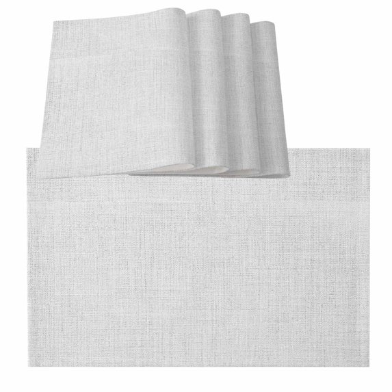 Table Placemats Set of 6,Farmhouse Light Gray Flax Non-Slip Kitchen Dining Tables Place Mat,Retro Linen Burlap Texture Washable Table Mats for Home Dinner Holiday Party Banquet