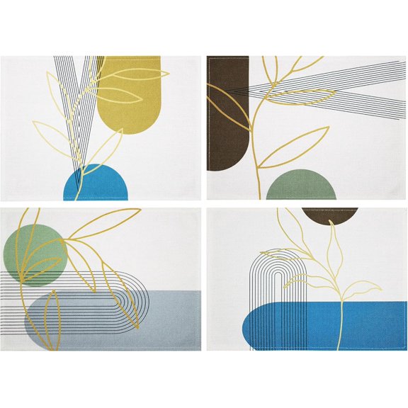 Table Placemats Set of 4 Indoor Table Mats Mid Century Modern Boho Washable Heat Resistant Placemats for Dining Kitchen 12X18 Inch