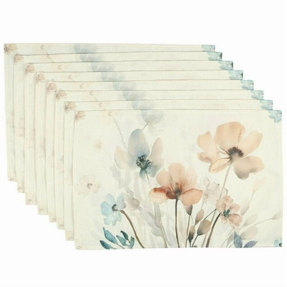 8PCS Table Placemats Set of 8,Linen Table Mats Wrinkle Free Printed Place Mats Machine Washable Dining Table Mats for Home Kitchen Party Holiday Daily Use